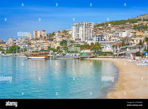 Albania - Saranda resort beach Stock Photo - Alamy