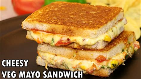 Veg Cheese Mayonnaise Sandwich on Tawa - Easy & Quick Sandwich | Kanak's Kitchen - YouTube