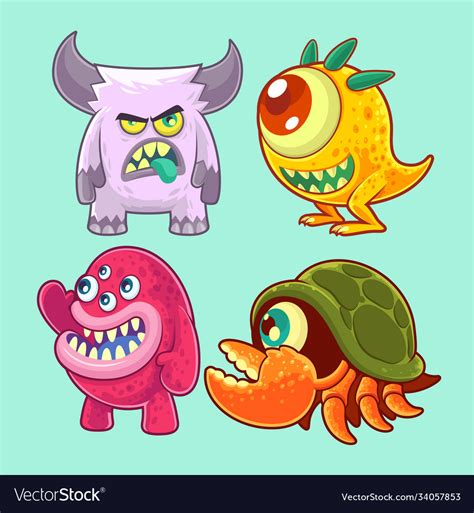 Cute and funny monsters set Royalty Free Vector Image