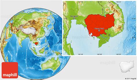 Physical Location Map of Cambodia