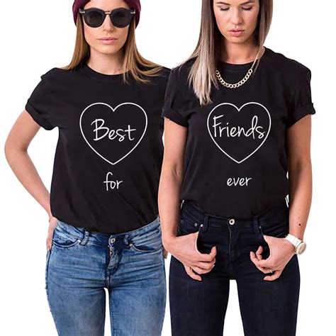 Best Friends Matching T shirts Fashion Bff tshirt Girls Best Friends Forever T Shirt Women 2018 ...