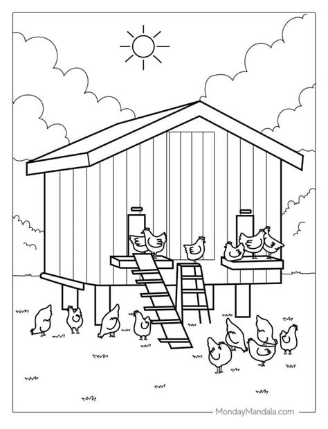 Chicken Coop Coloring Pages For Kids