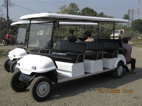 8 SEATER WHITE ELECTRIC GOLF CART, Maximum Run Per Charge: 80-100 km ...