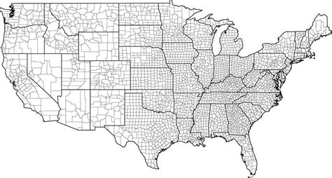 Länet USA - Karta över USA län (Norra Amerika - nord-och sydamerika)