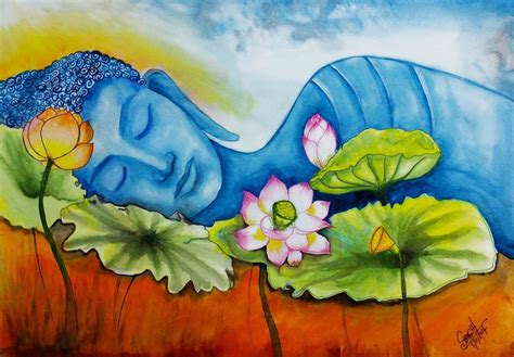 Sleeping Buddha Painting at PaintingValley.com | Explore collection of ...