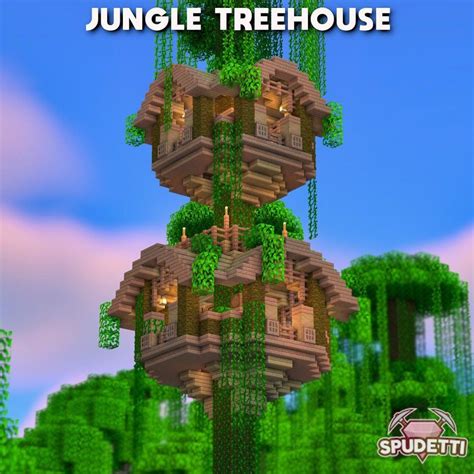 My jungle treehouse, thanks for looking. : Minecraft in 2023 | Minecraft jungle house, Cute ...