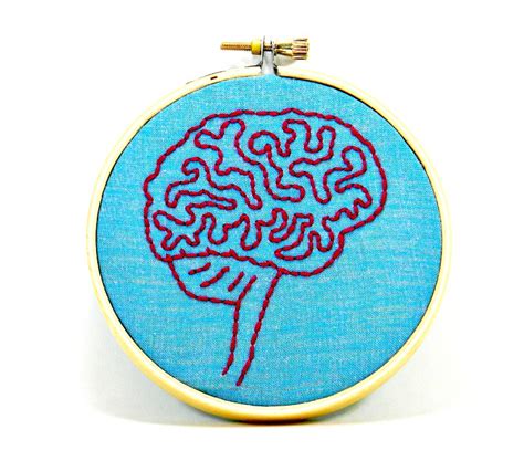 Blue and Pink Brain Anatomy Mini Hoop Art. Hand Embroidere… | Flickr