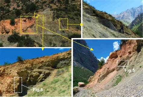 Landslide scarp overview with fluvial and subnival deposits outcrop ...