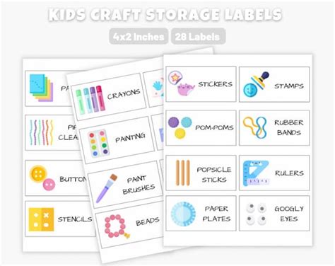 Kids Craft Room Storage Labels Printable Classroom Art | Etsy Australia