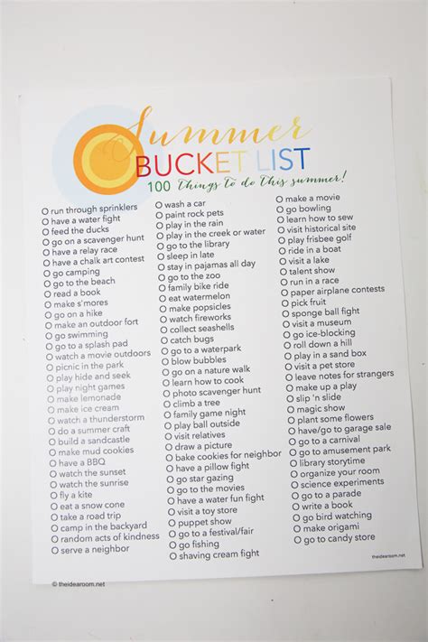 Summer Bucket List: 100 Things to Do in Summer - The Idea Room