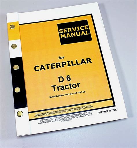 Caterpillar D6 D6C Crawler Tractor Dozer Service Repair Manual 74A1 Up 76A1 Up | eBay