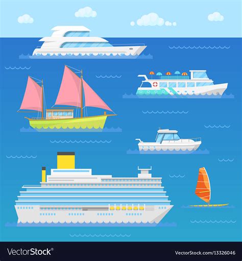 Water transport with ship liner boat Royalty Free Vector