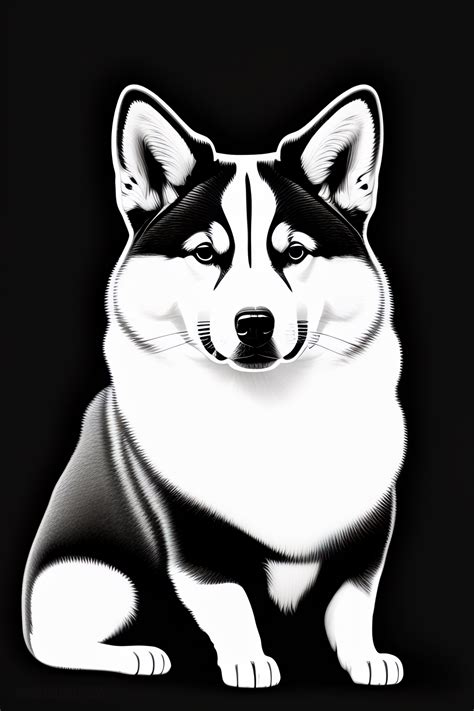 Lexica - Black and white coloring book page of a Shiba Inu