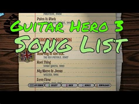 What Songs Are On Guitar Hero 3? III GH3 All / Full Song List Scroll w/ Bonus HD Gameplay Video ...