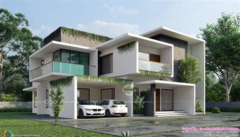 Front and side elevation of a Minimalist house design - Kerala Home ...