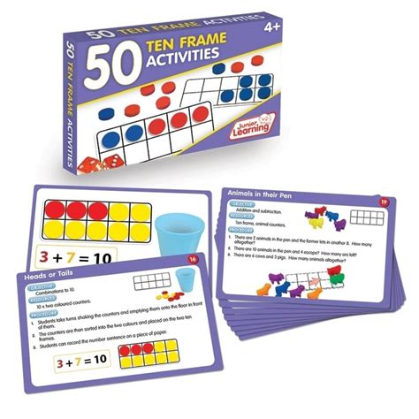 50 Ten Frame Activity Cards - Junior Learning (JL321) Educational Resources and Supplies ...