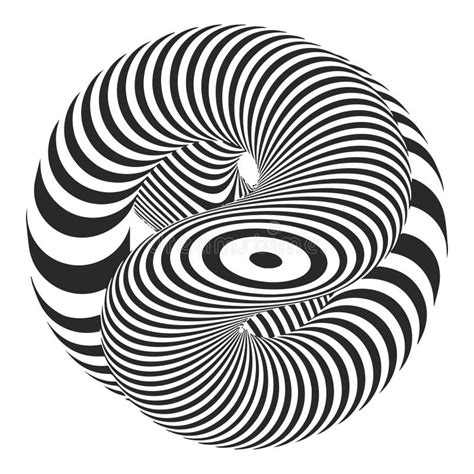 Vector Spiral Diagonal Swirls Sphere with Optical Illusion Effect. Abstract 3d Black and White ...