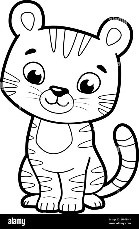 Coloring book or page for kids. Tiger black and white vector illustration Stock Vector Image ...