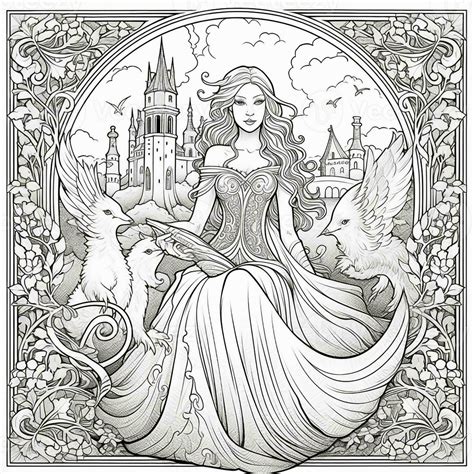 Fantasy Coloring Pages For Adults 26606750 Stock Photo at Vecteezy