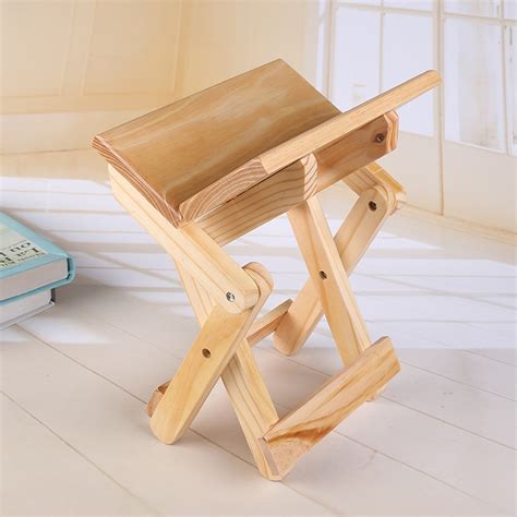 Portable Simple Pine Solid Wooden Folding Stool Outdoor Fishing Chair Stool (24x18x19cm ...