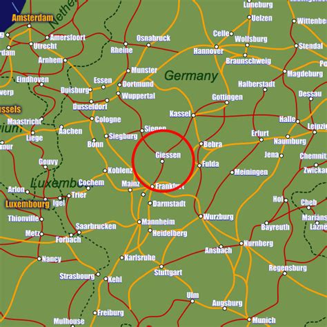 Giessen Rail Maps and Stations from European Rail Guide