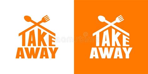 Take Away Food Delivery Lettering Logo Stock Vector - Illustration of ...