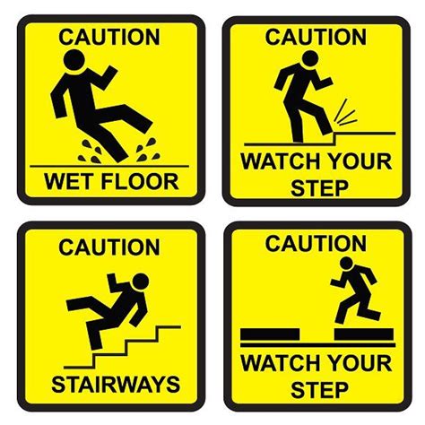 Caution signs, yellow | Safety signs and symbols, Hazard sign, Workplace safety and health