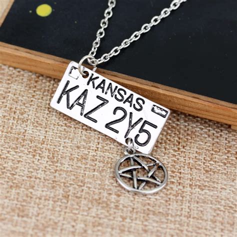 Supernatural Dean Winchester Car License Plate Necklace Pentagram ...