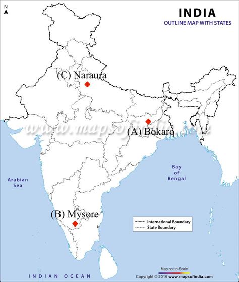 Locate and label the following features on the given outline map of India a Bokaro - iron ...