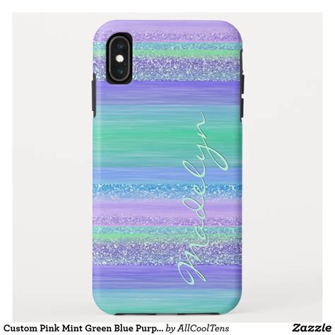 Custom Pink Mint Green Blue Purple Stripes Pattern iPhone XS Max Case ...