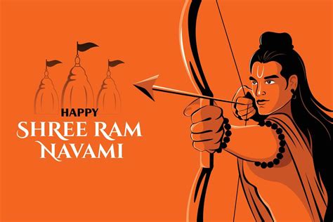 Shree Ram Navami celebration Lord Rama standing with bow and arrow ...