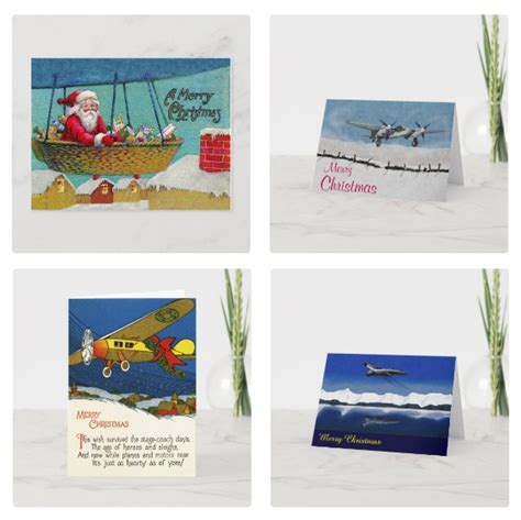 Aviation Christmas Cards, Airplane Personalized Holiday Cards Greetings