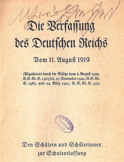 The Weimar Constitution and its “Father” Hugo Preuss