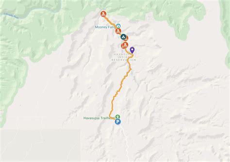 An Interactive Map Showing The Havasupai Falls Trail Hike In Detail ...