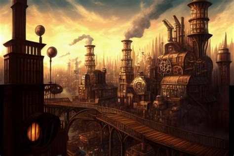 Free Vectors | Steampunk city-state_fantasy landscape