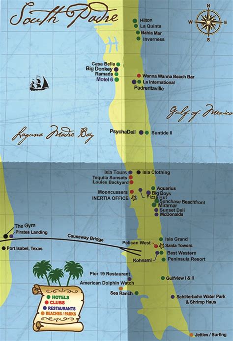 south padre island map | south padre island hotels south padre island ...