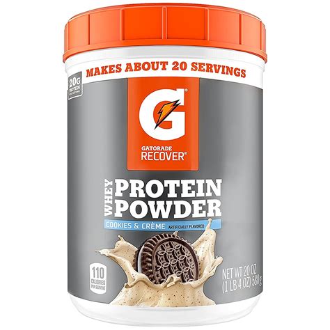 Gatorade Whey Protein Recover Powder, Cookies & Cream, 20g Protein, 21 Oz - Walmart.com ...