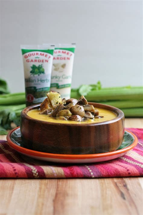 Squash Soup with Herb Mushrooms - not just baked