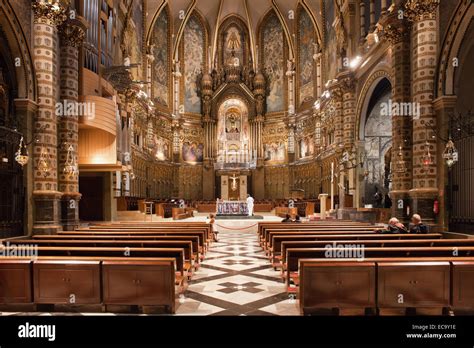 Basilica interior of the Montserrat Monastery in Catalonia, Spain Stock Photo: 76436122 - Alamy