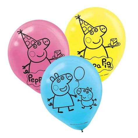 Peppa Pig Latex Balloons (6 Pack) - Party Supplies - Walmart.com ...