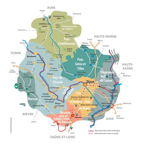 Carte de la Côte-d'Or - Côte-d'Or carte des villes, communes, relief, sites touristiques