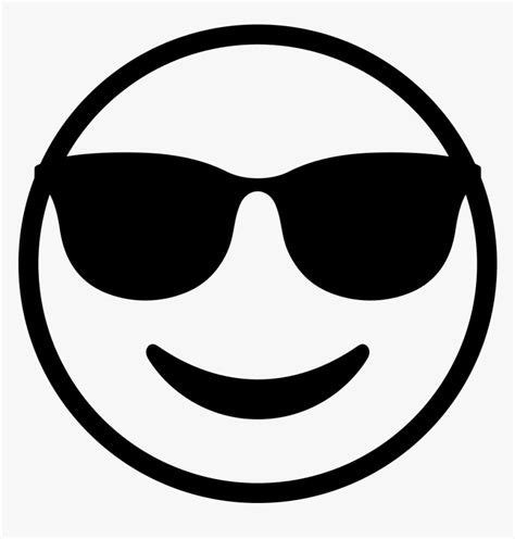 Emoticon Smiley Sunglasses Emoji Free Download Png - Emoji Clipart Black And White, Transparent ...