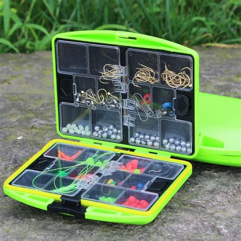 24 Compartments Fishing Tackle Box Full Loaded Hook Spoon Water Resistant Swivels Fishing ...