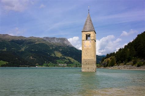 Premium Photo | Submerged bell tower in reschensee