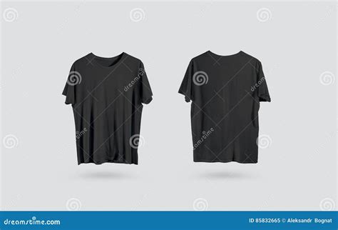 Blank Black T-shirt Front And Back Side View, Design Mockup Stock Image | CartoonDealer.com ...