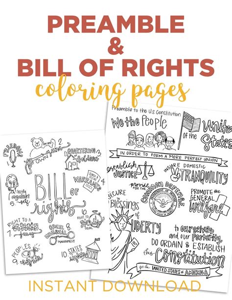 Color the Preamble and Bill of Rights - Etsy