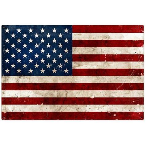 Rustic USA Flag Metal Sign 36 x 24 Inches