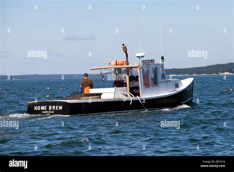 Working lobster boat, Maine Stock Photo - Alamy