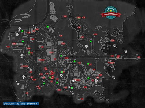 Map | Side quests - The Slums - Dying Light Game Guide | gamepressure.com