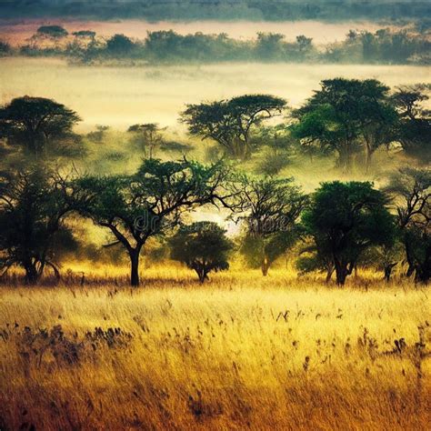 Forest Cover, African Savanna Landscape Stock Illustration - Illustration of cover, landscape ...